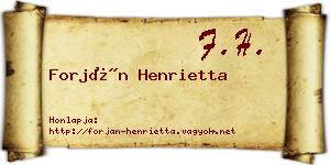 Forján Henrietta névjegykártya