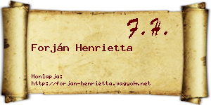Forján Henrietta névjegykártya